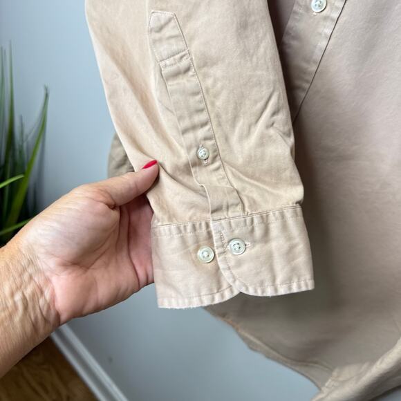 Brooks Brothers Men's‎ XL Tan Front Pockets Long Sleeve Button Up Shirt Cotton - Picture 5 of 8